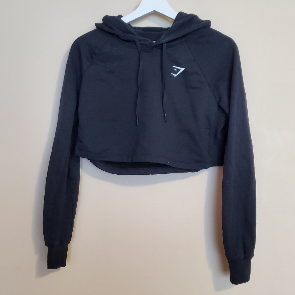 Gymshark Black White Training Crop Cropped Hoodie Women's Size Small